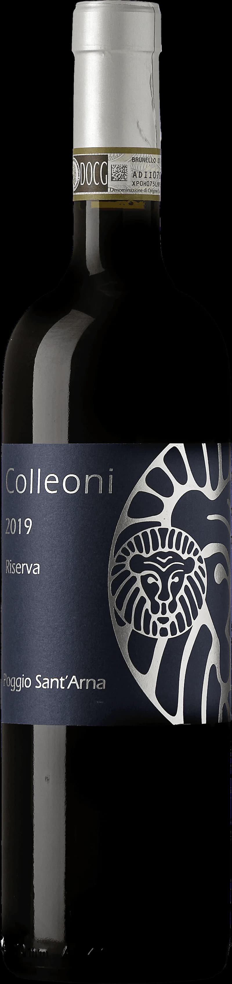 Flaska Brunello di Montalcino Riserva rött vin på bordet