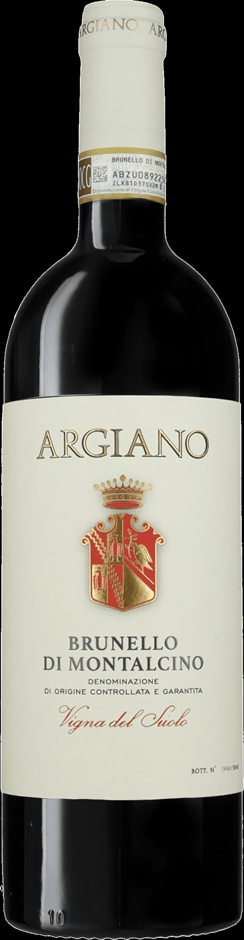 Flaska Brunello di Montalcino rött vin på bordet