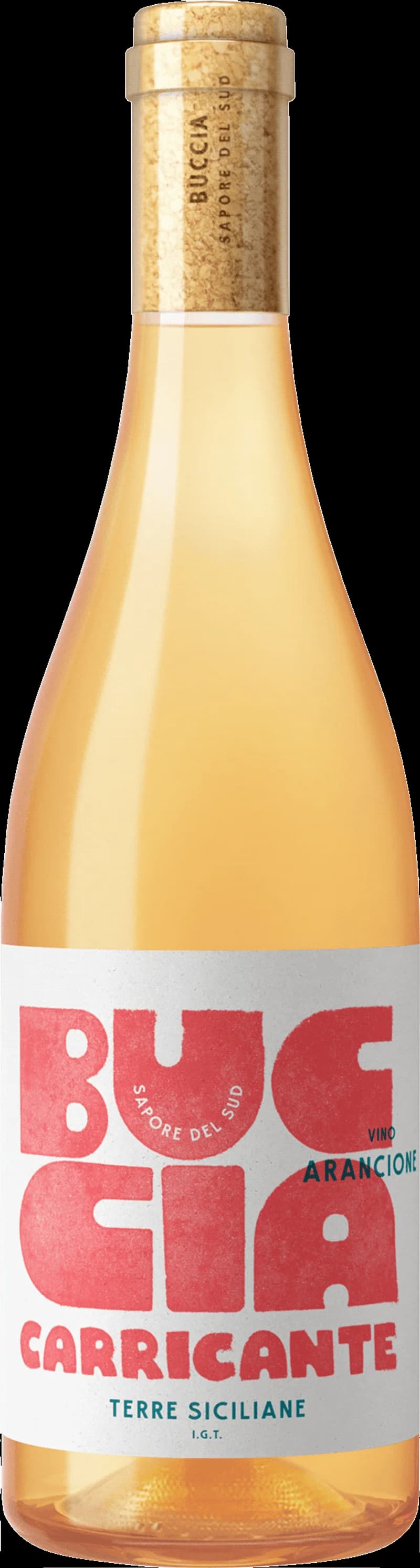 Buccia vitt vin i ett glas mot en ljus bakgrund