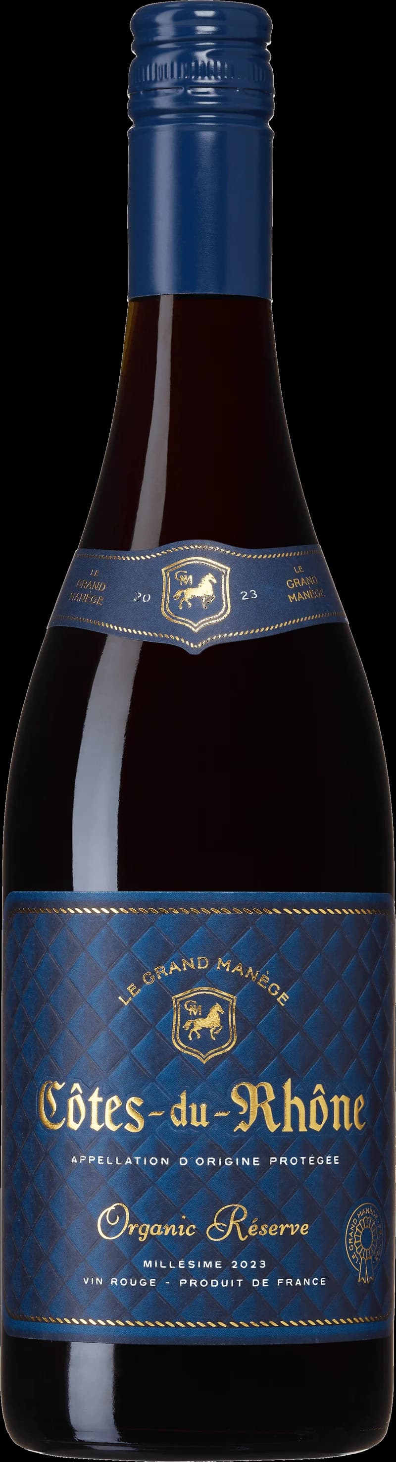 Flaska av rött vin från Côtes du Rhône