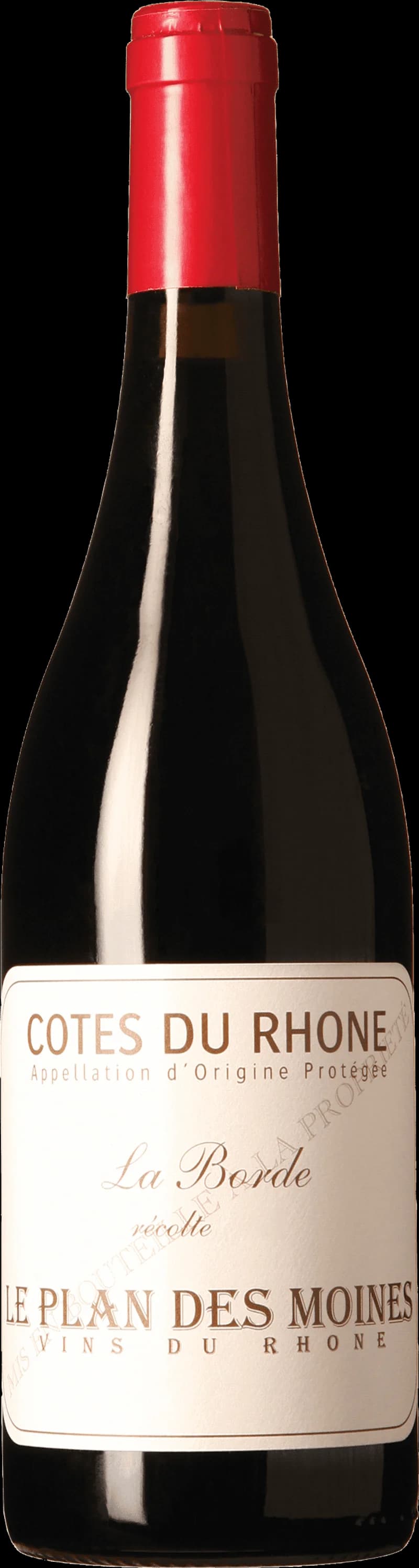 Flaska med rött vin från Côtes du Rhône