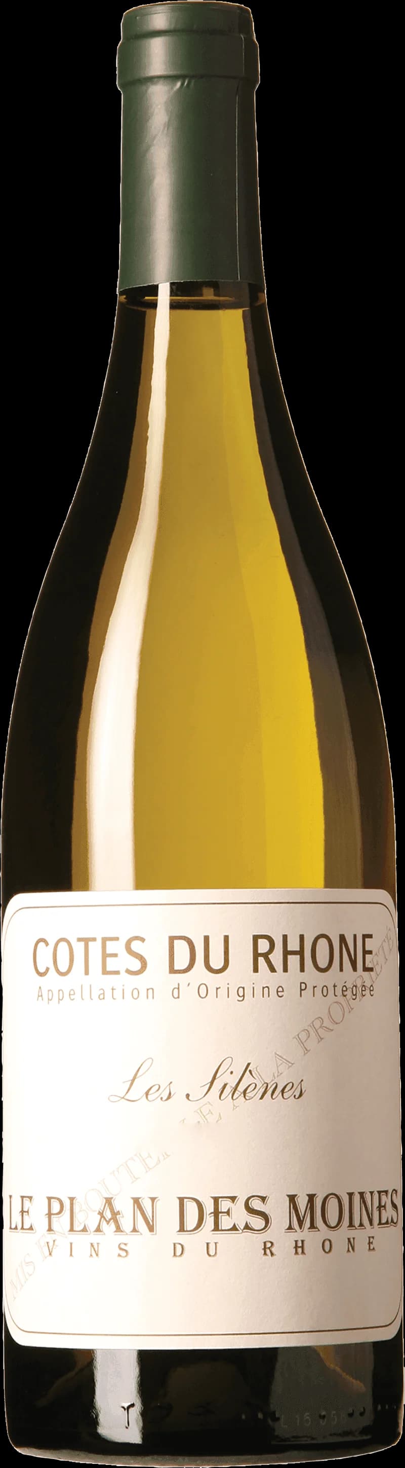 Flaska Côtes du Rhône vitt vin mot ljus bakgrund