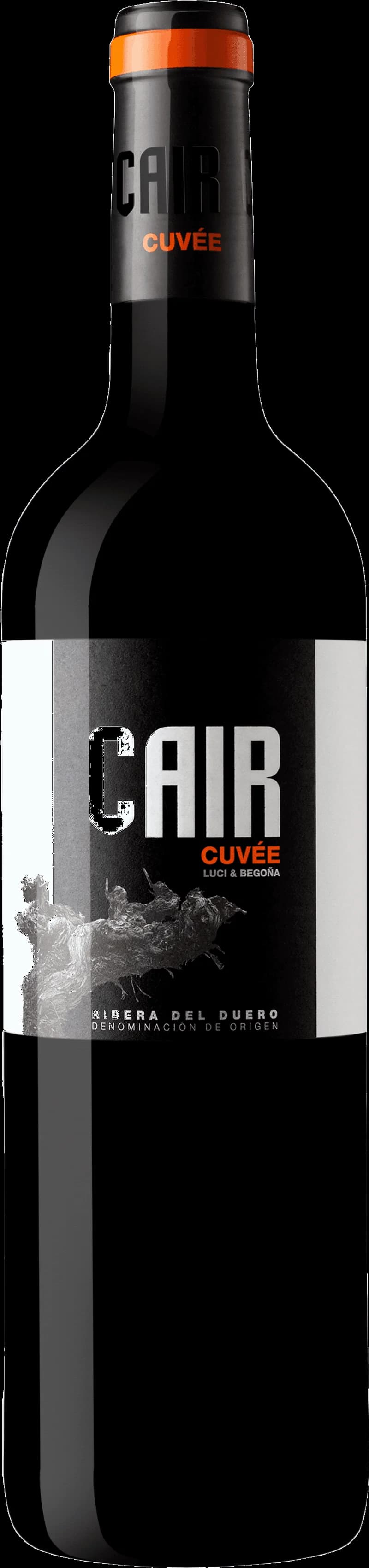 Flaska av Cair Cuvée rött vin mot neutral bakgrund