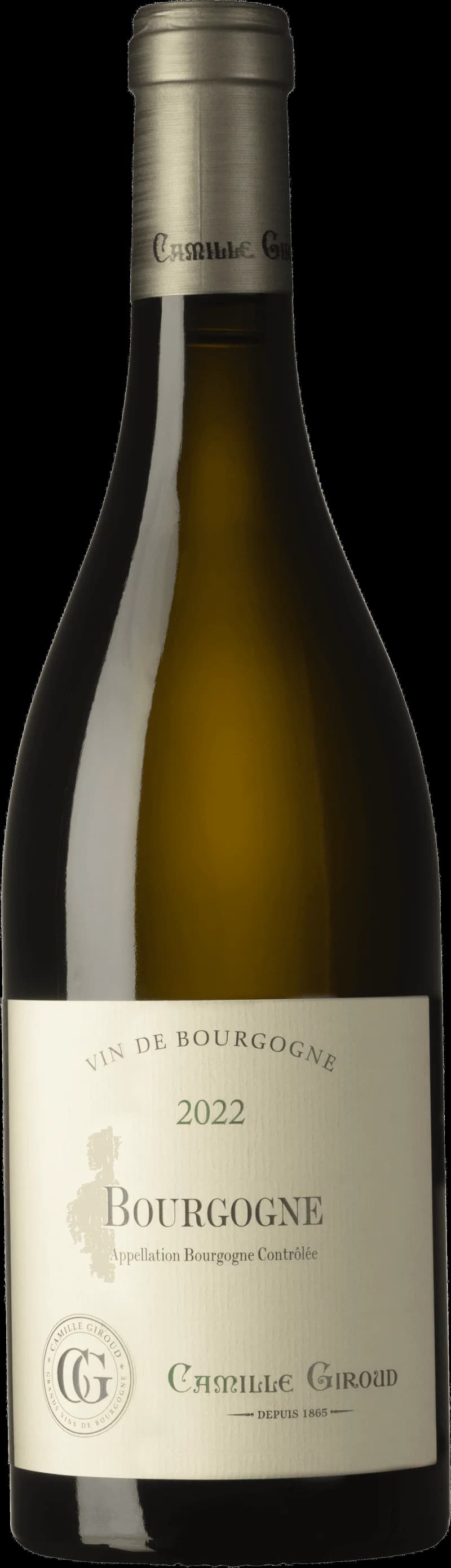 Flaska av vitt vin från Camille Giroud