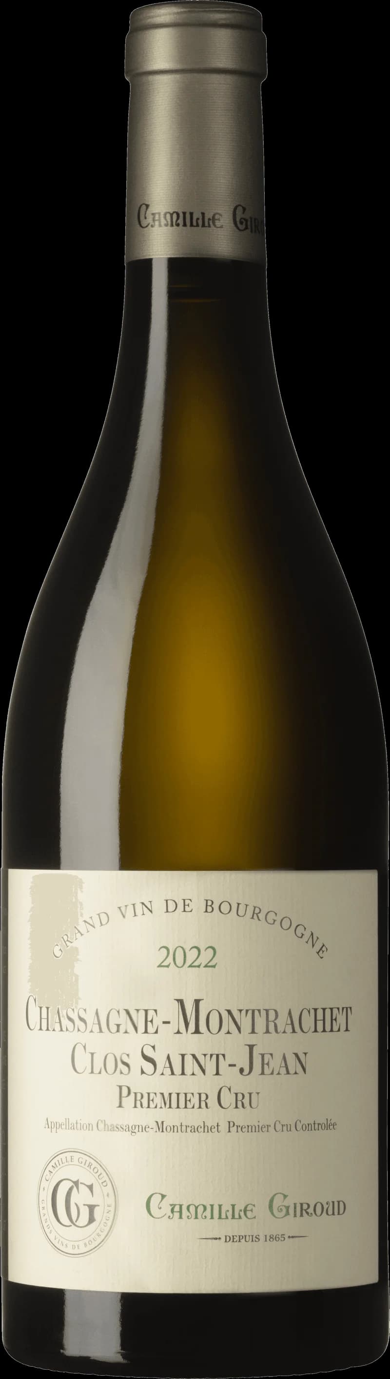 Camille Giroud vitt vin i ett vinglas mot en neutral bakgrund