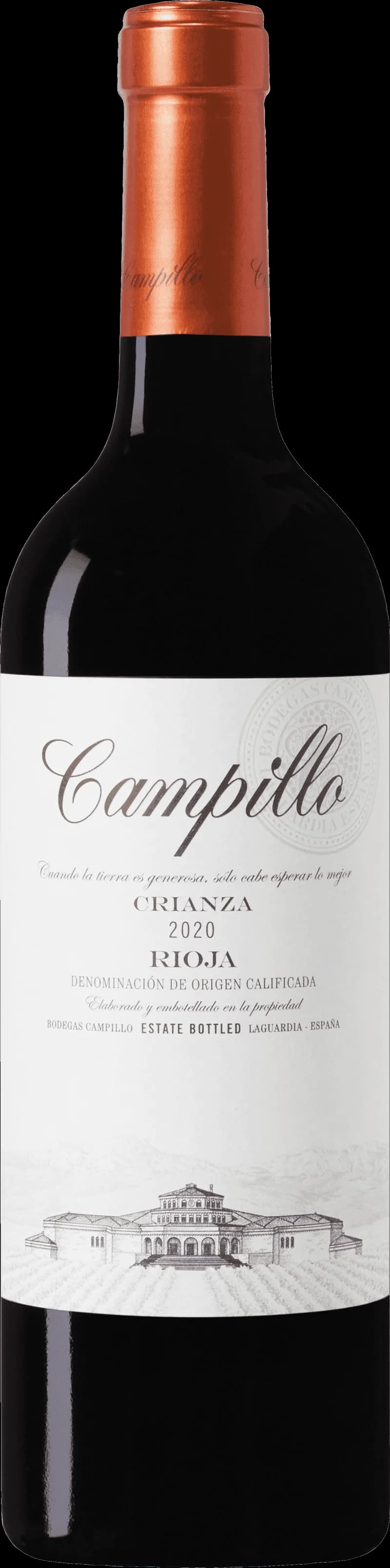 Flaska av Campillo rött vin på en bordduk