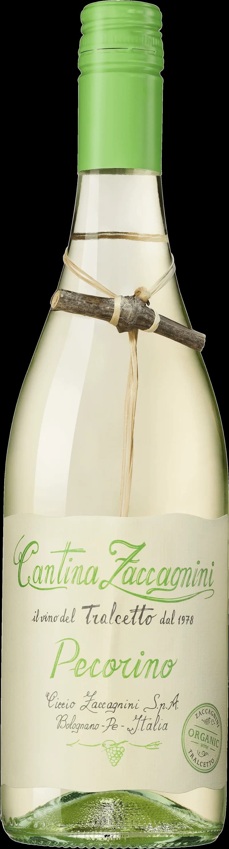 Flaska av Cantina Zaccagnini vitt vin mot ljus bakgrund