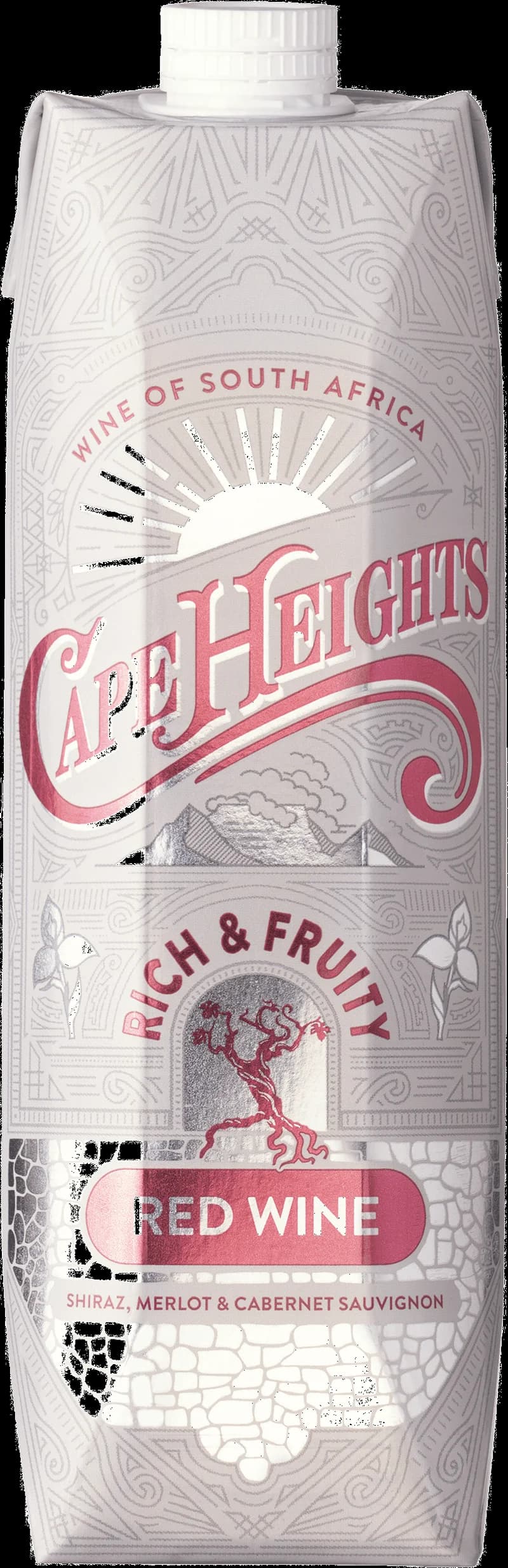 Flaska av Cape Heights rött vin mot en neutral bakgrund.