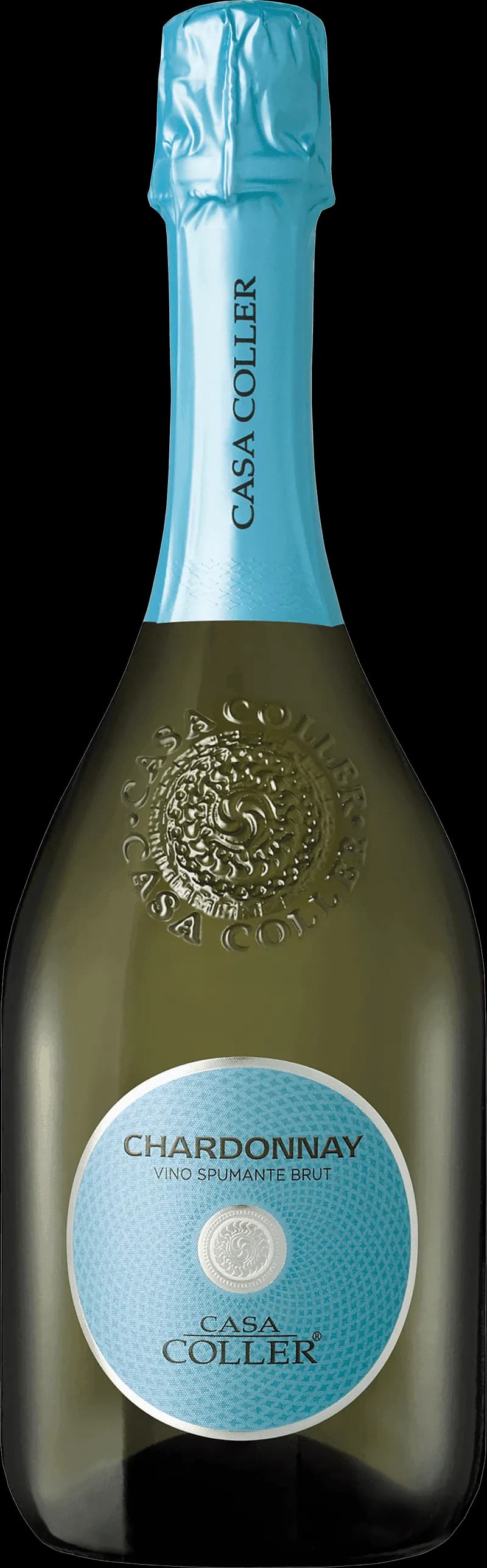 Flaska med Casa Coller mousserande vin mot ljus bakgrund