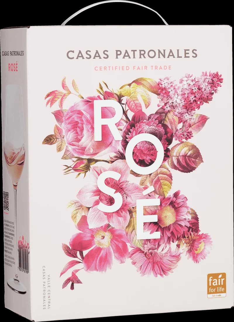 Flaska av Casas Patronales Rosé mot en neutral bakgrund