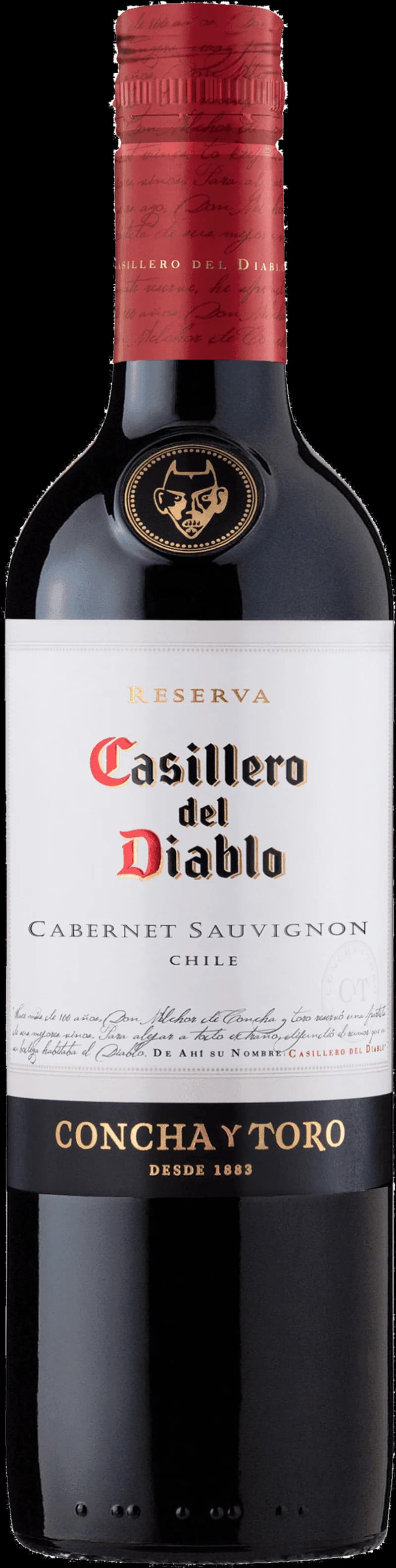 Flaska av Casillero del Diablo rött vin på bordet
