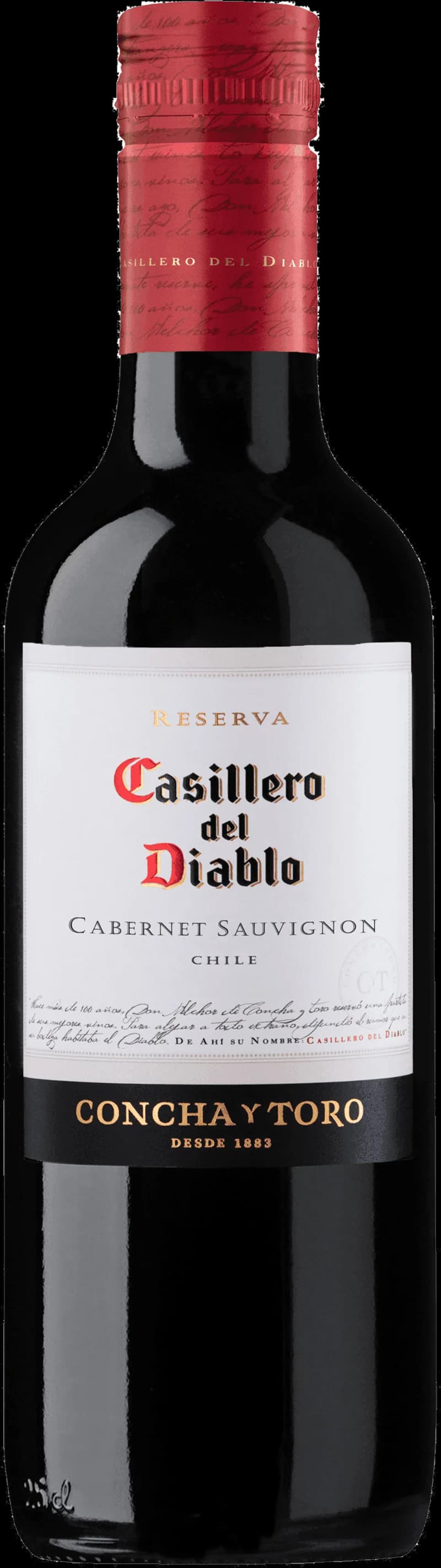 Flaska av Casillero del Diablo rött vin på bordet