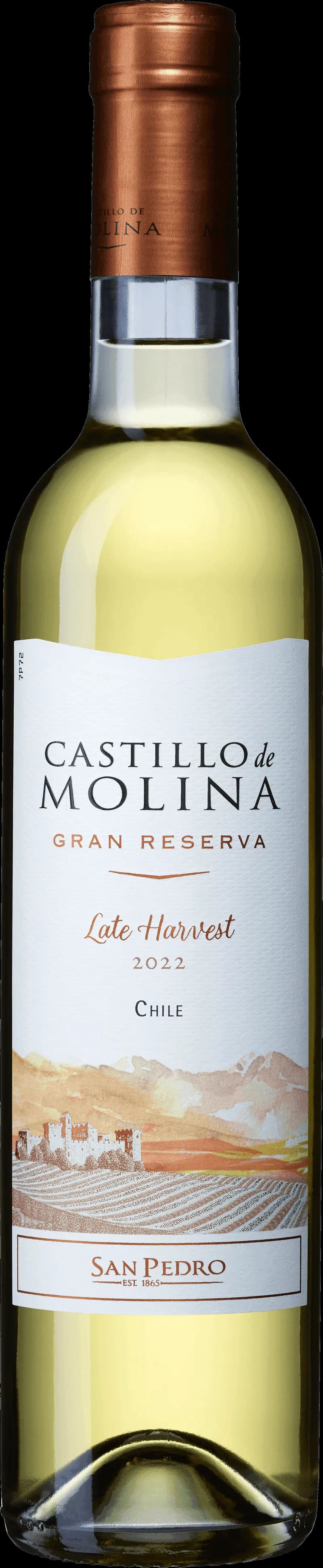 Flaska Castillo de Molina vitt vin mot ljus bakgrund