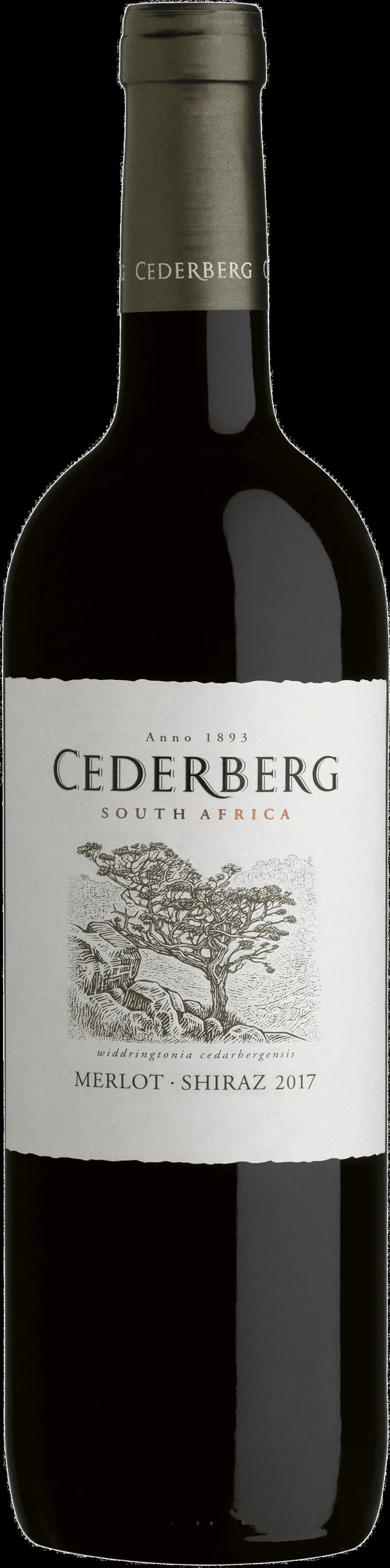 Flaska med Cederberg rött vin mot mörk bakgrund