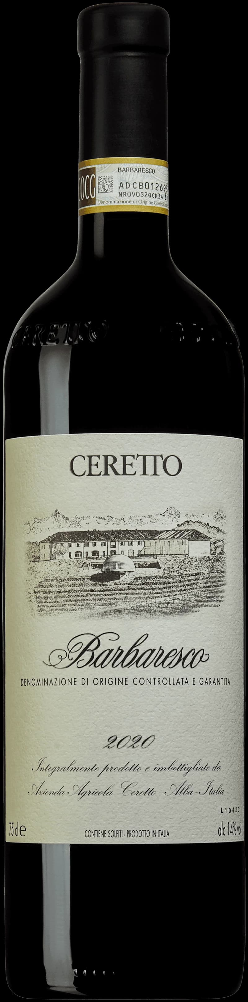Flaska av Ceretto rött vin på bordet