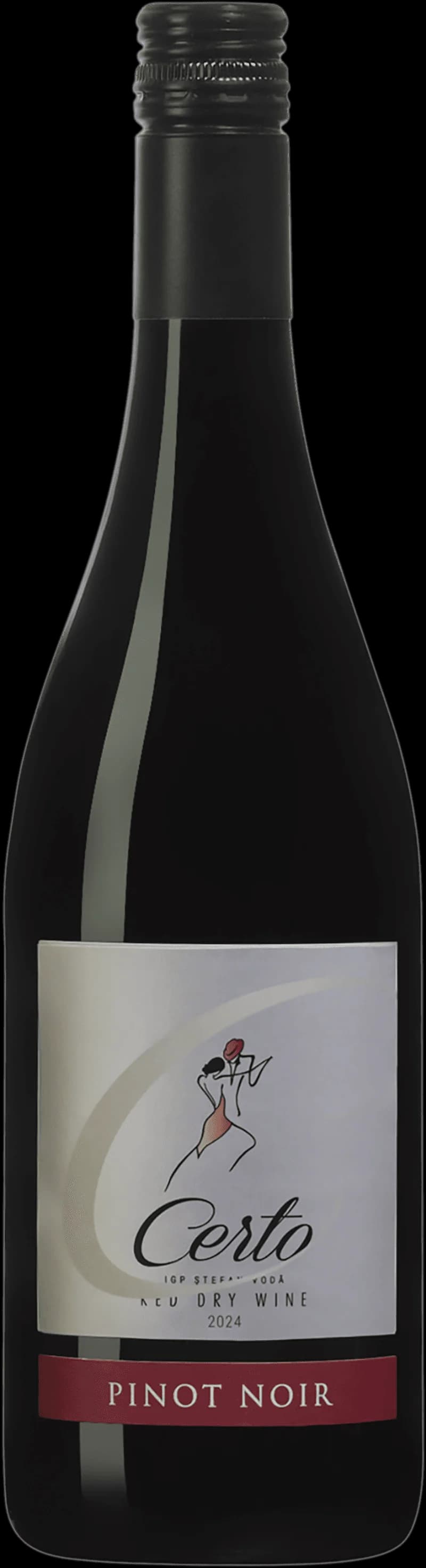 Flaska med rött vin från varumärket Certo.