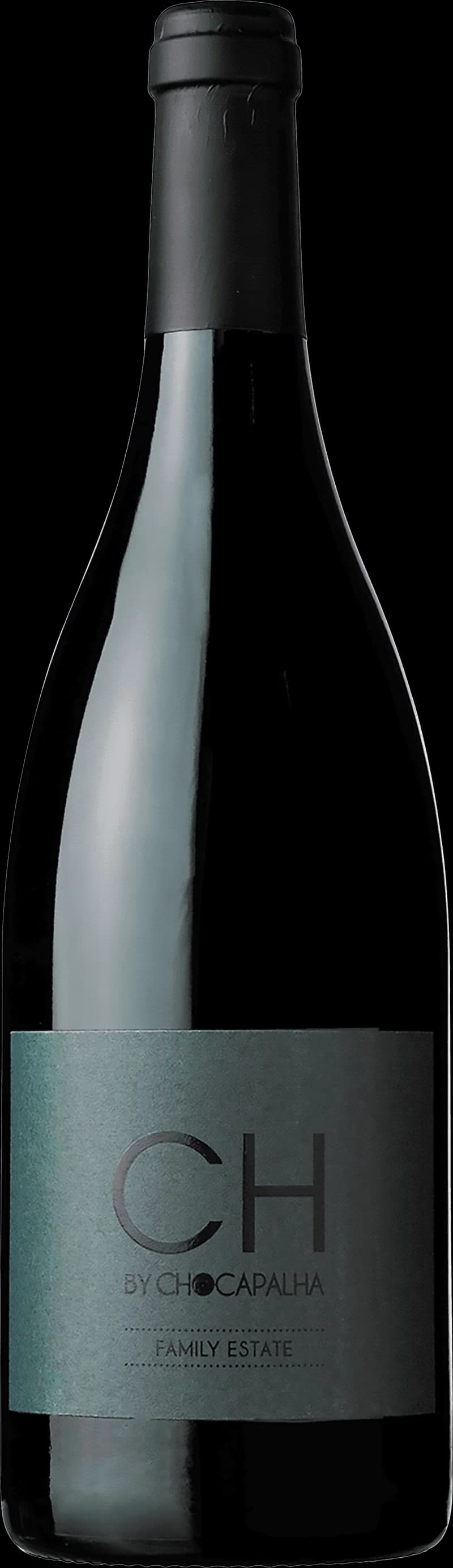 Flaska av rött vin CH by Chocapalha mot neutral bakgrund