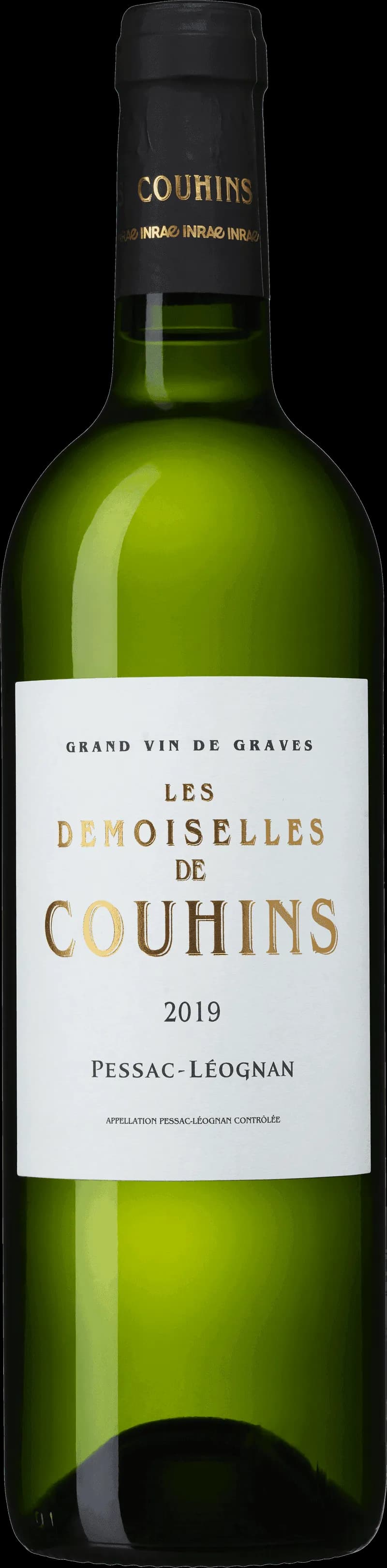 Flaska och glas med vitt vin från Château Couhins