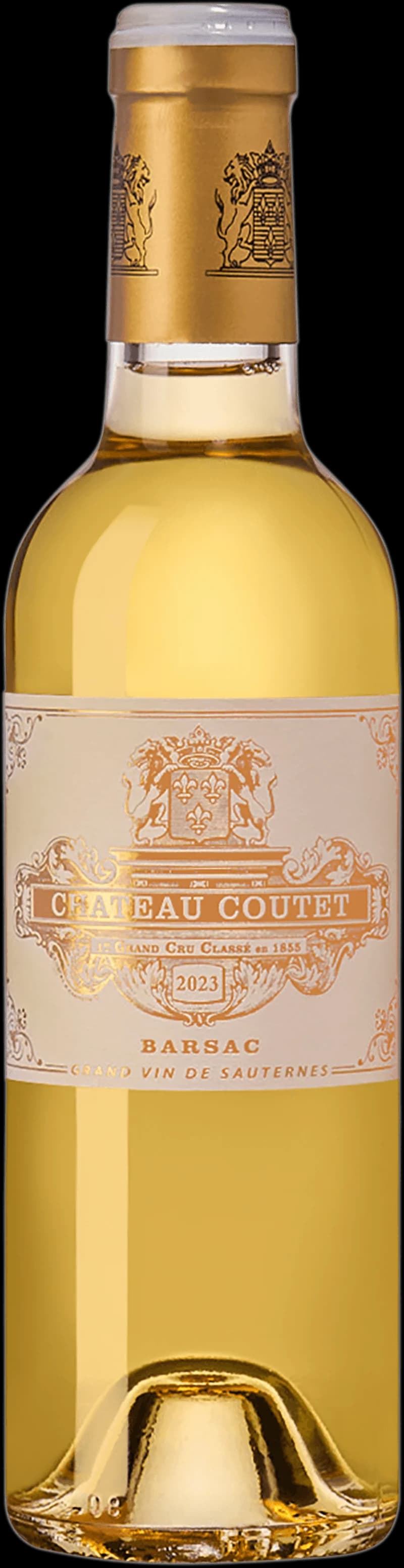 Flaska av Château Coutet vitt vin från Sauternes