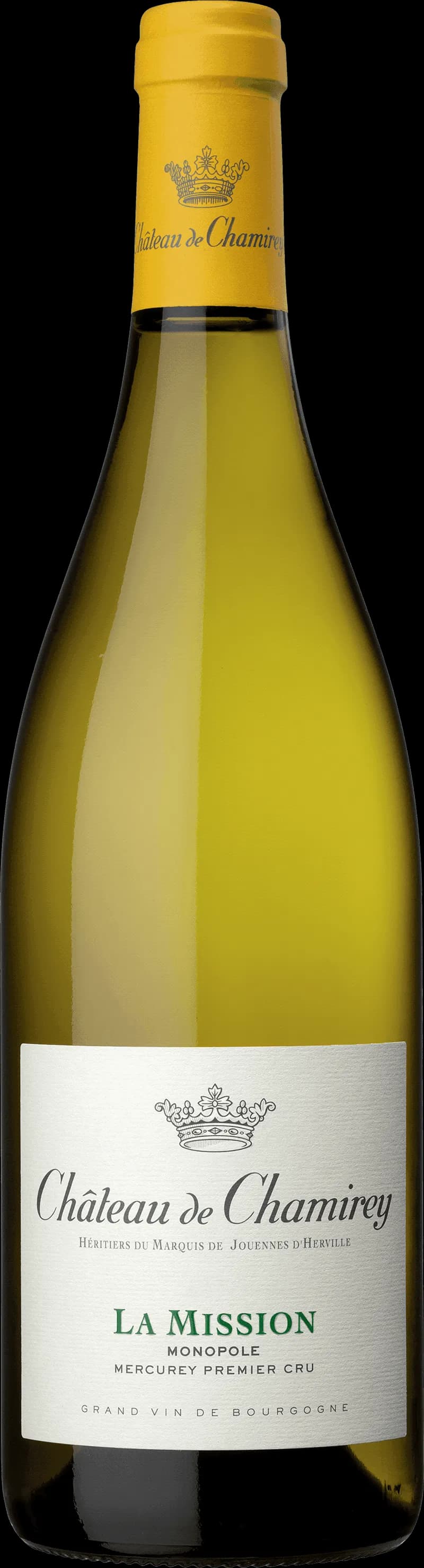 Flaska av vitt vin från Château de Chamirey