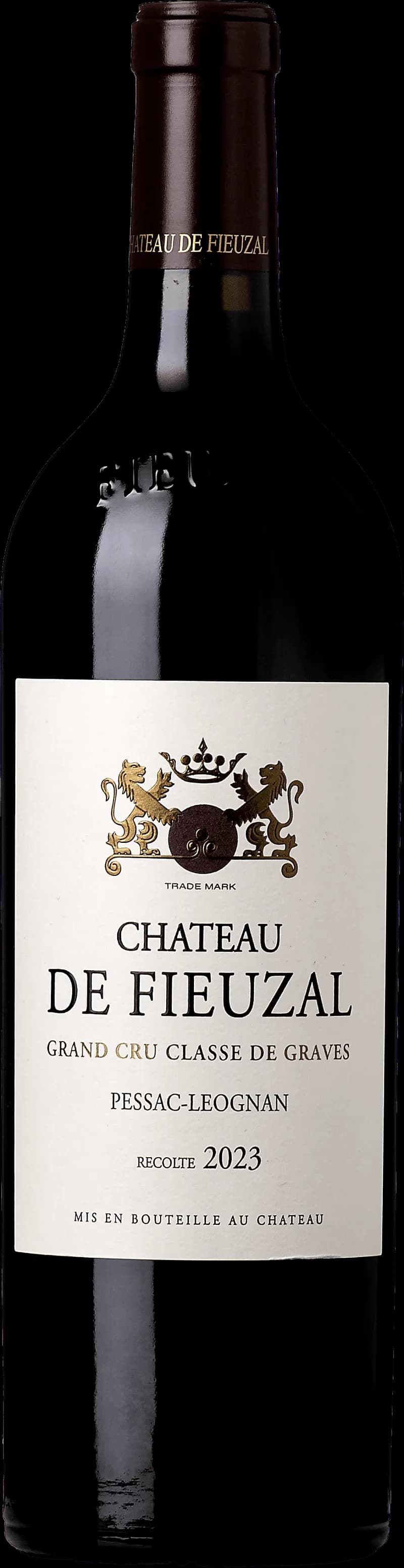 Flaska av Château de Fieuzal rött vin från Bordeaux