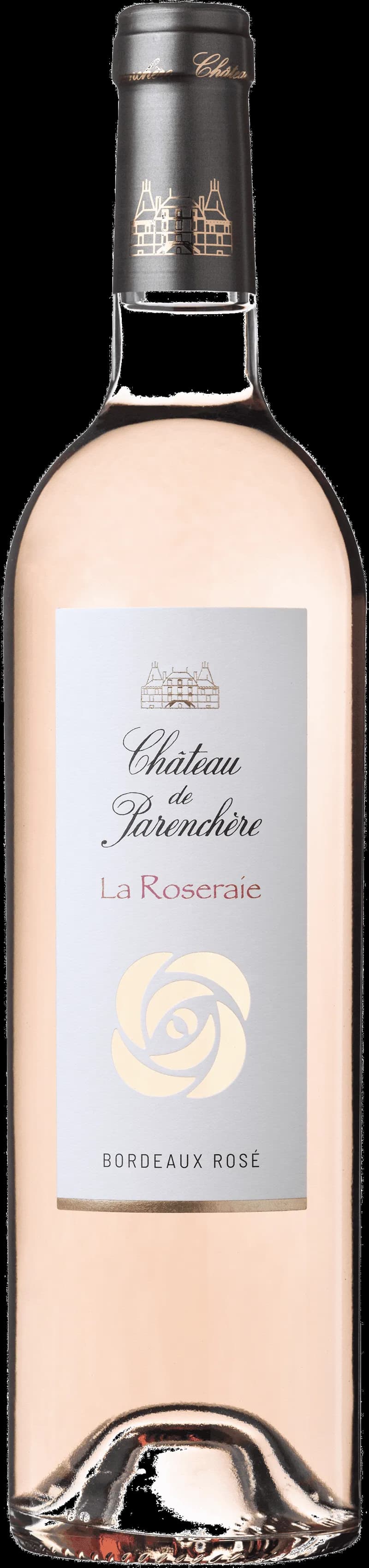 Flaska med Château de Parenchère rosévin mot en ljus bakgrund