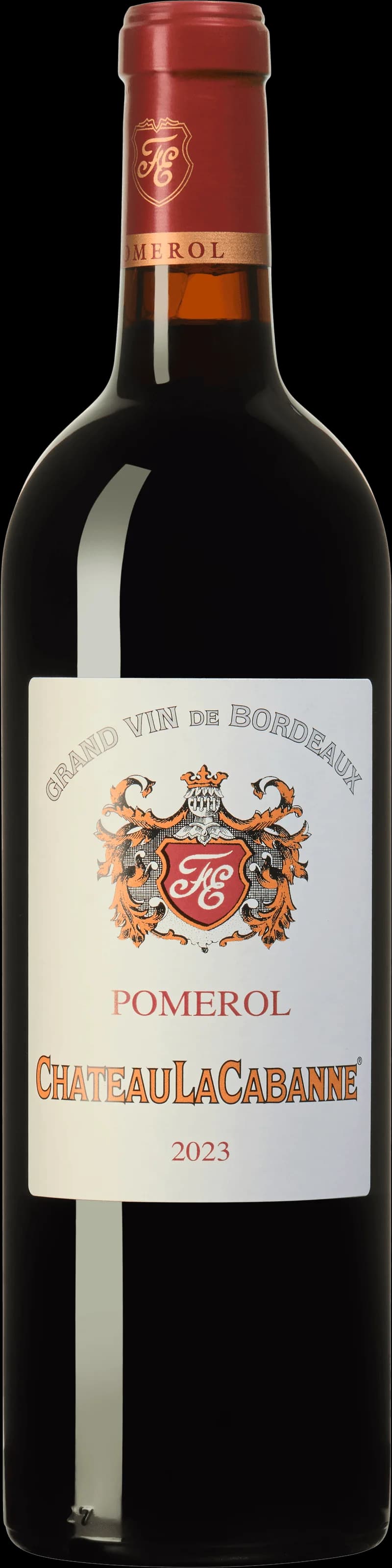 Flaska av Château La Cabanne rött vin från Bordeaux