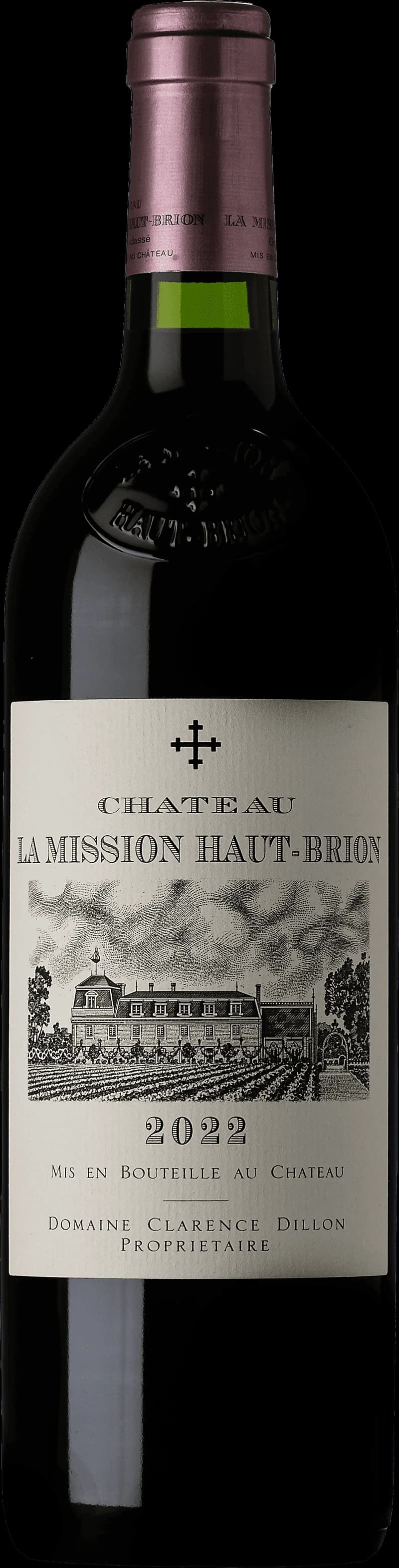 Flaska av Château La Mission Haut-Brion rött vin från Bordeaux.