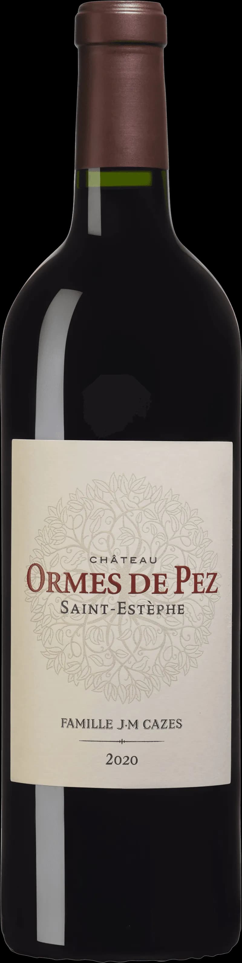 Flaska av rött vin från Château Les Ormes de Pez, Bordeaux