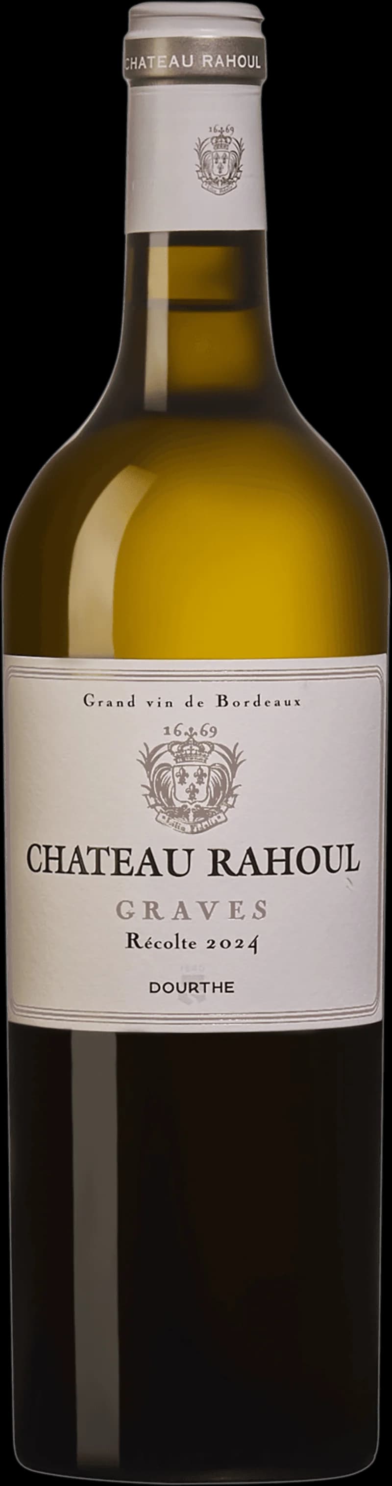 Flaska Château Rahoul vitt vin på bordet