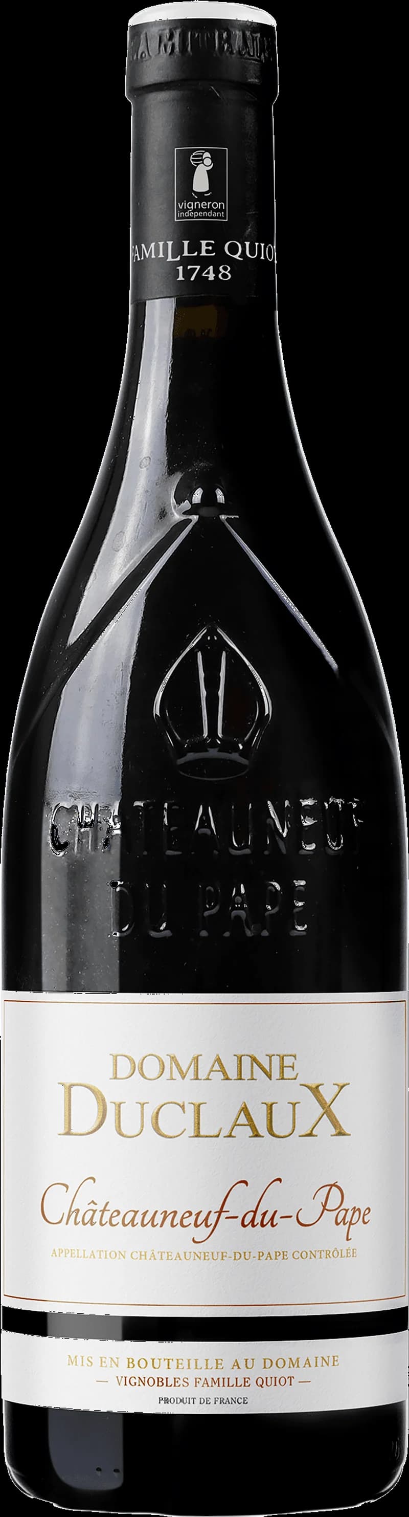Flaska Châteauneuf-du-Pape rött vin mot neutral bakgrund