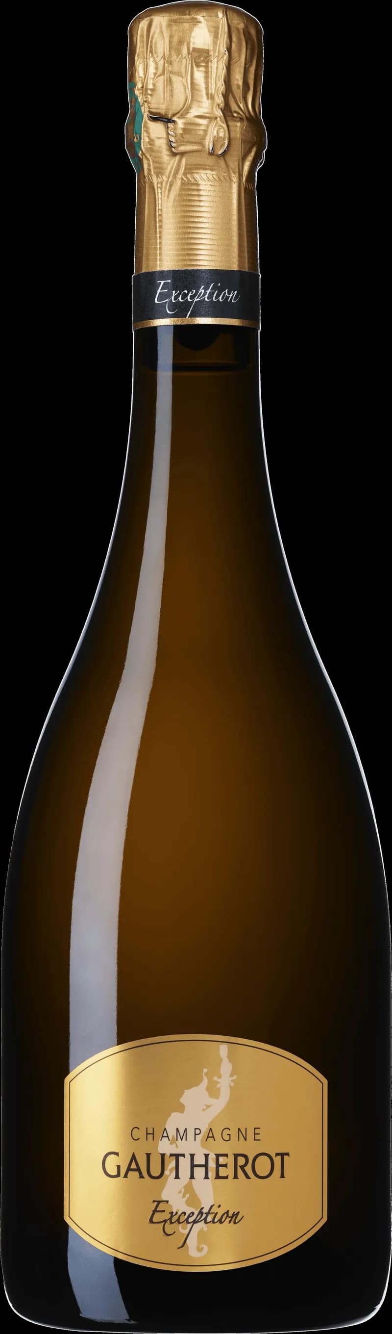 Flaska med champagne från Gautherot, mousserande vin i champagneglas