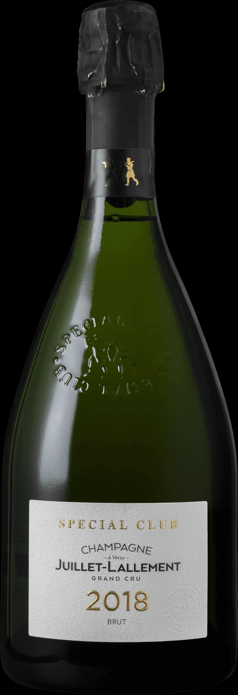 Flaska champagne från Juillet-Lallement, ett mousserande vin från Champagne.