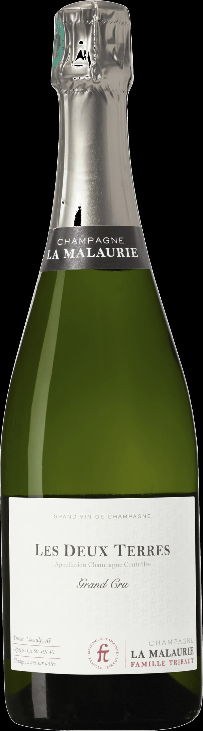 Flaska av champagne Tribaut med glas och bubblande vin.