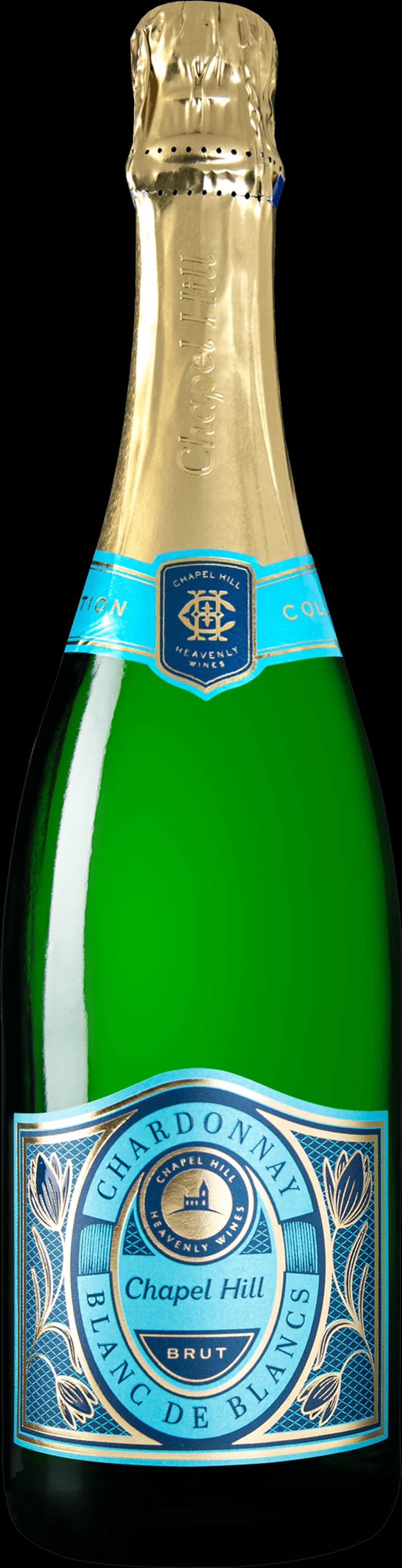 Chapel Hill mousserande vin i en flaska med glas och bubbel.