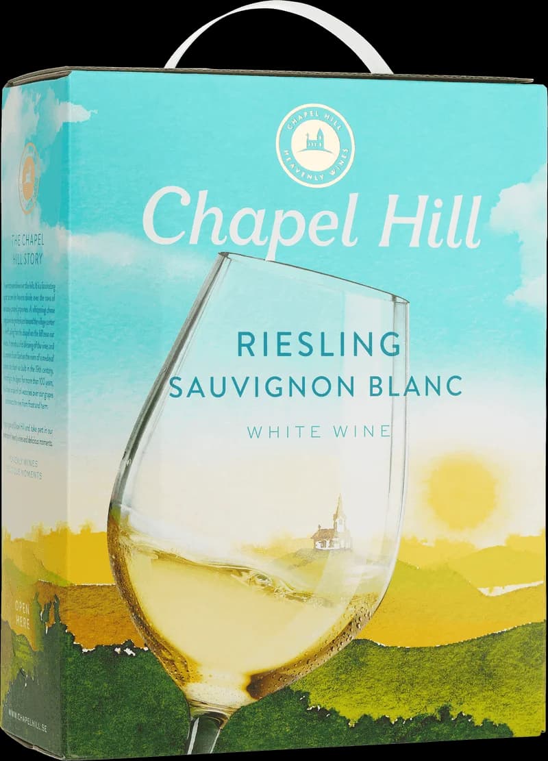 Flaska av Chapel Hill vitt vin mot en neutral bakgrund.