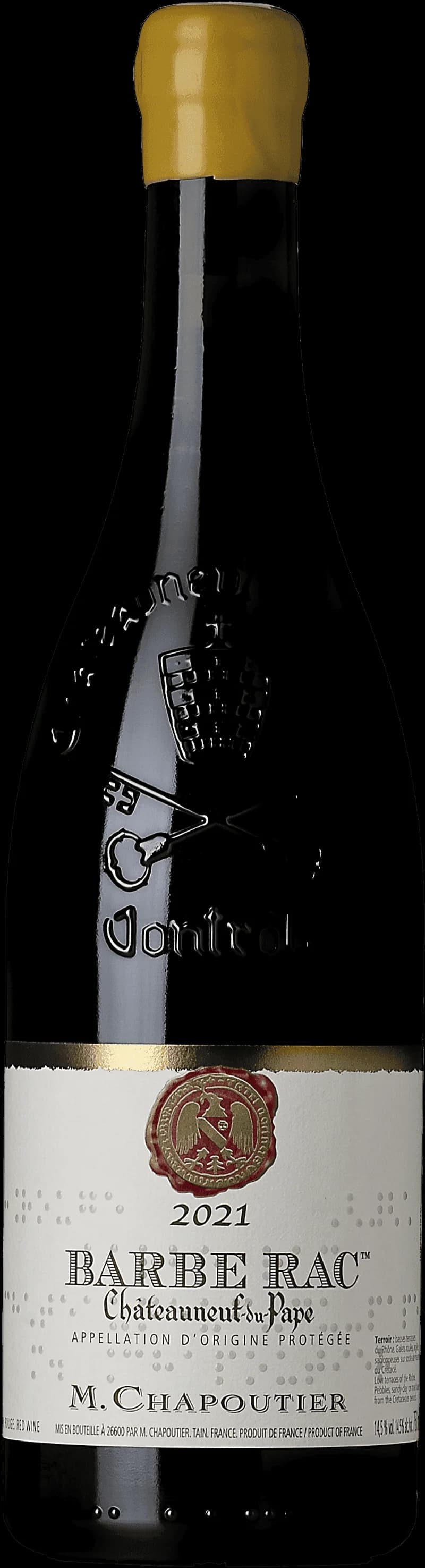 Flaska av rött vin från Chapoutier