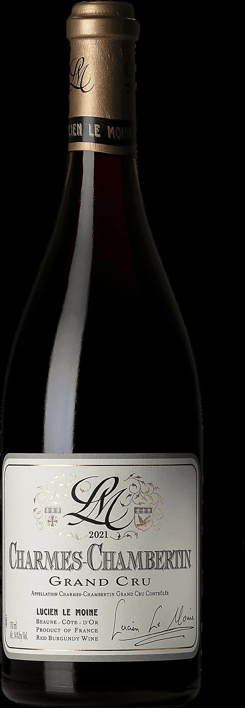 Flaska av rött vin Charmes-Chambertin Grand Cru från Bourgogne