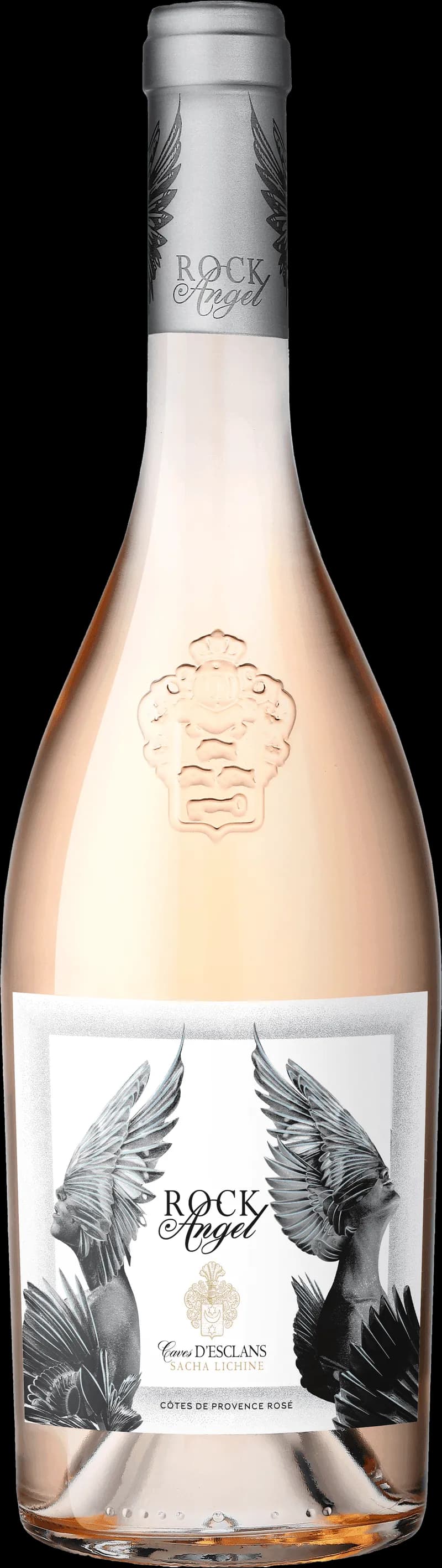 Flaska med Château d'Esclans rosévin mot en ljus bakgrund.