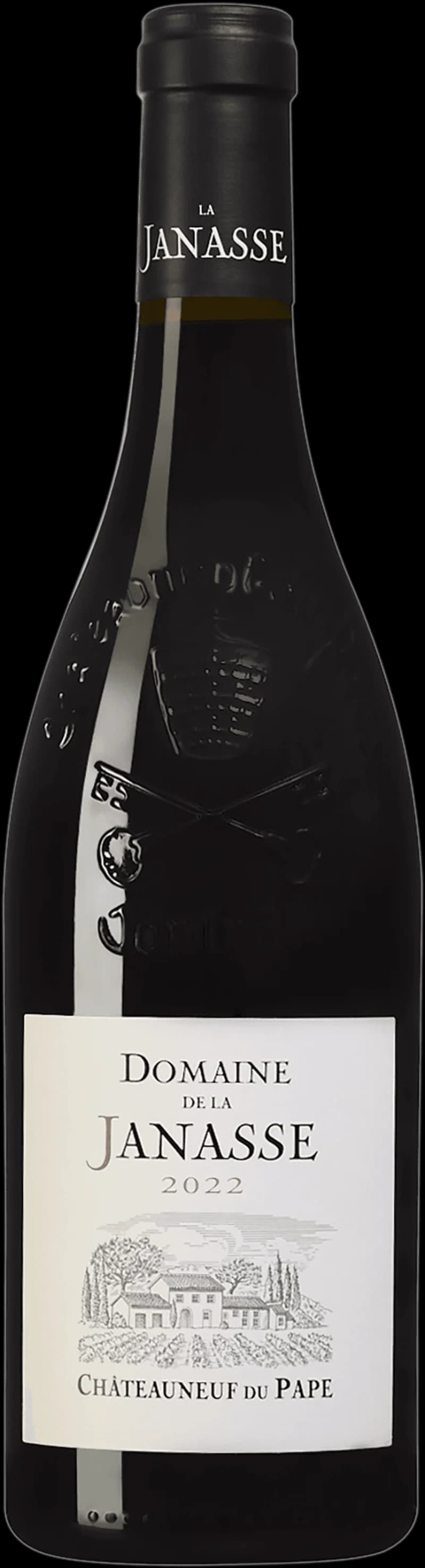 Flaska Châteauneuf-du-Pape Tradition rött vin mot mörk bakgrund
