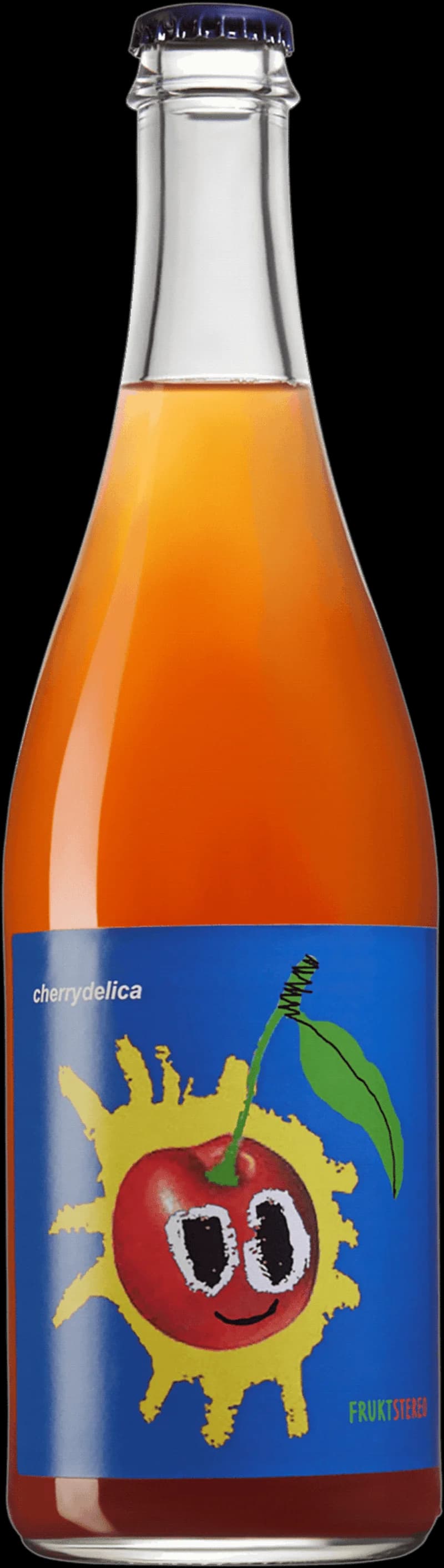 Flaska Cherry Delica smaksatt vin och fruktvin på bordet.