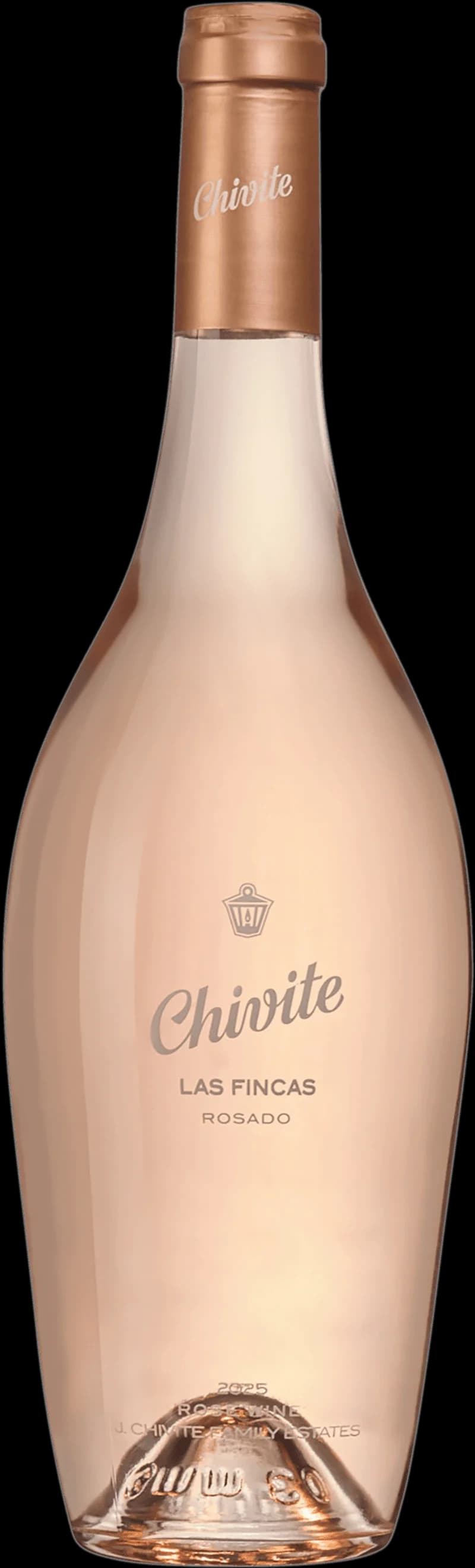 Flaska av Chivite rosévin mot ljus bakgrund