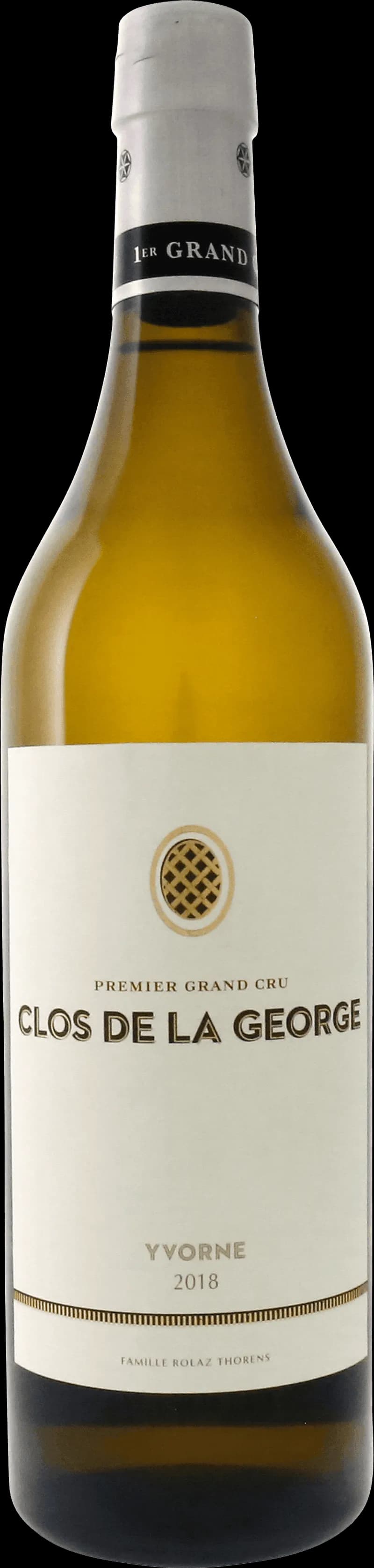 Flaska Clos de la George vitt vin på en bordsservering.