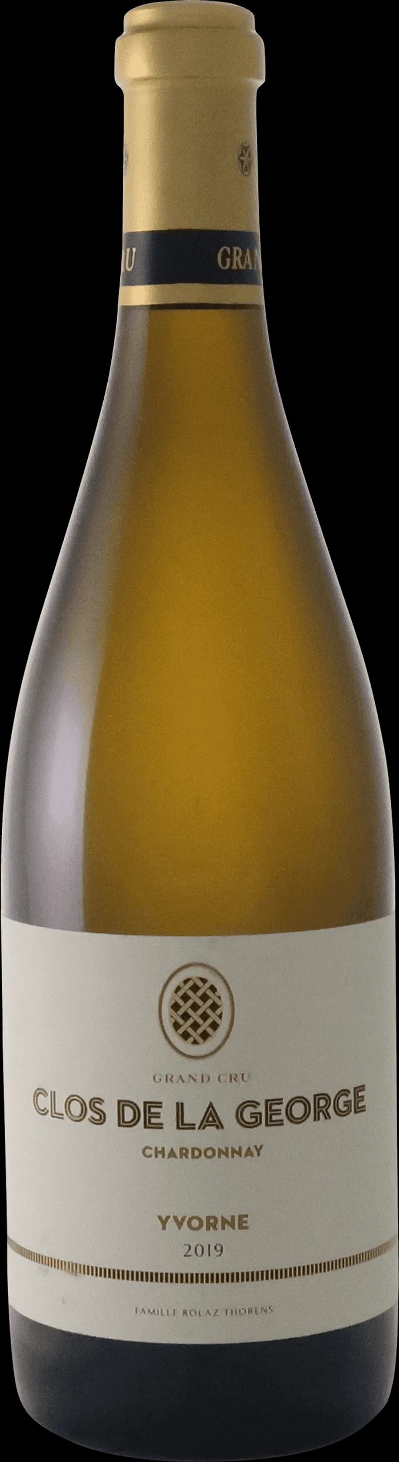 Flaska av Clos de la George vitt vin på en bordsservering.