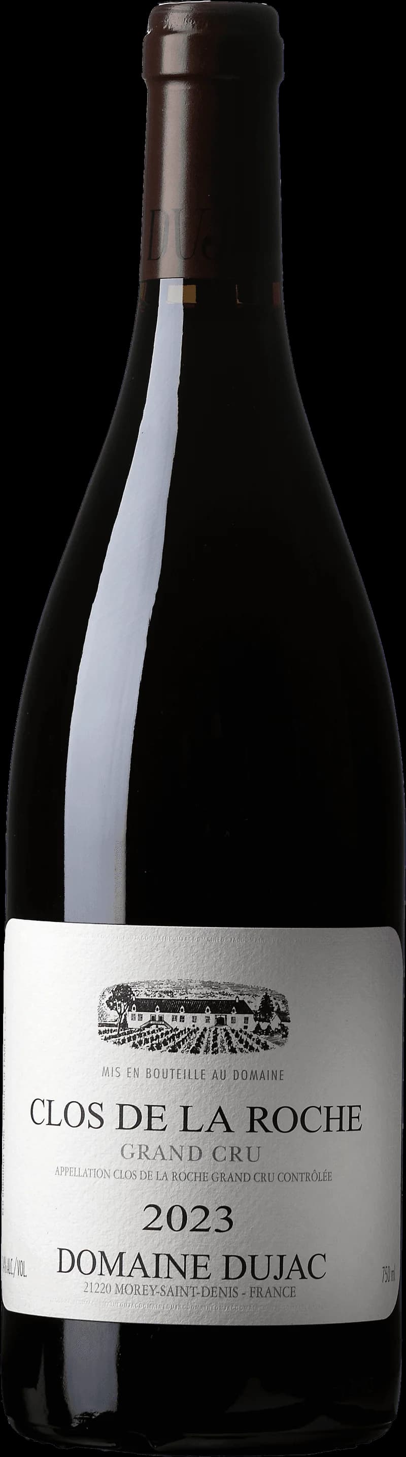 Flaska Clos de la Roche Grand Cru rött vin mot neutral bakgrund