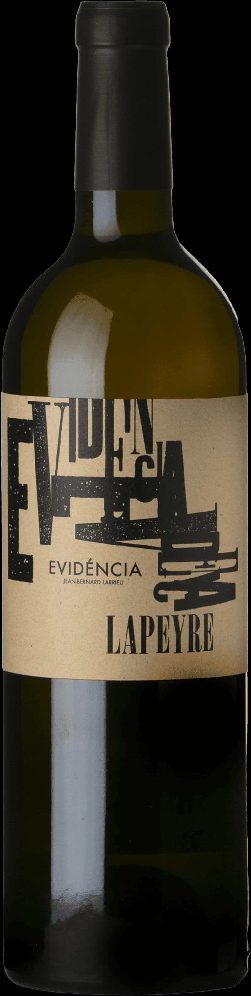 Flaska av Clos Lapeyre vitt vin mot ljus bakgrund