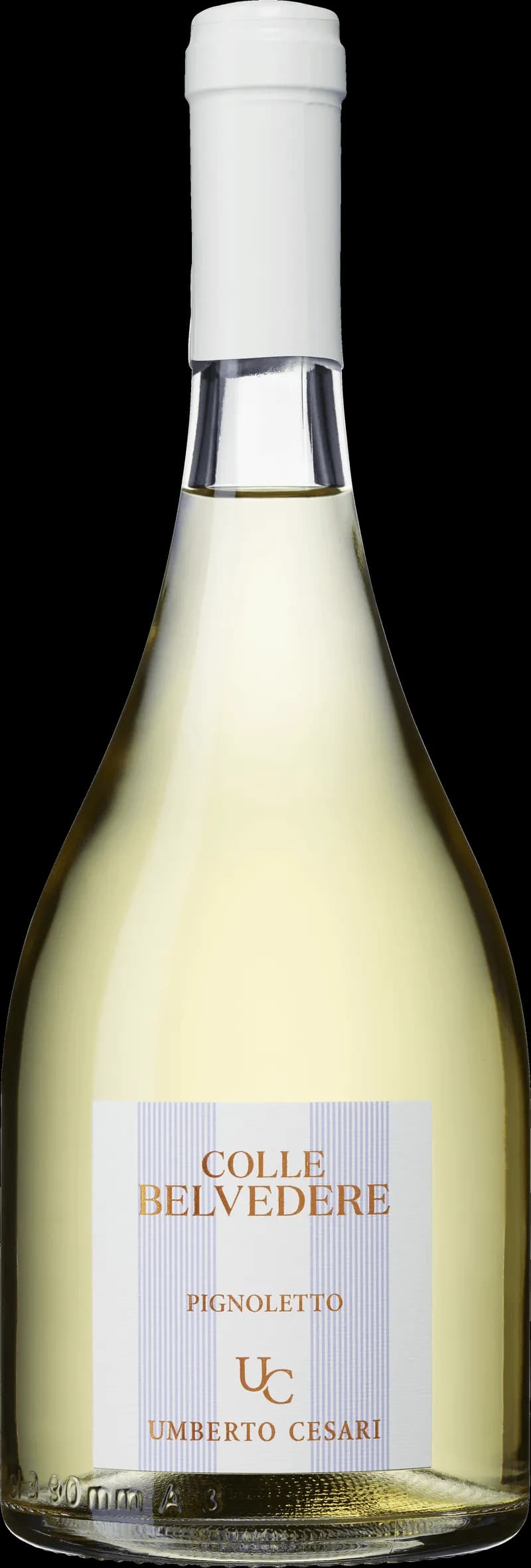 Flaska Colle Belvedere mousserande vin mot ljus bakgrund