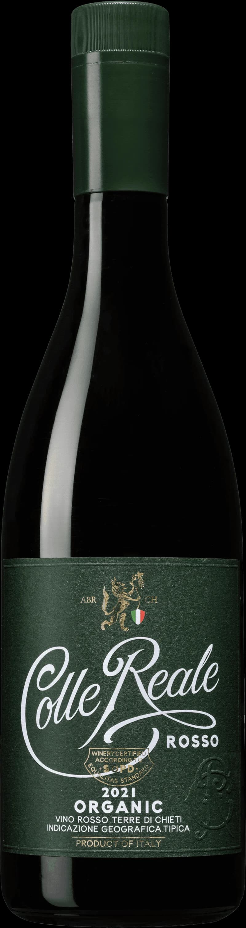 Flaska med Colle Reale rött vin, årgång 2006, artikelnummer 141.