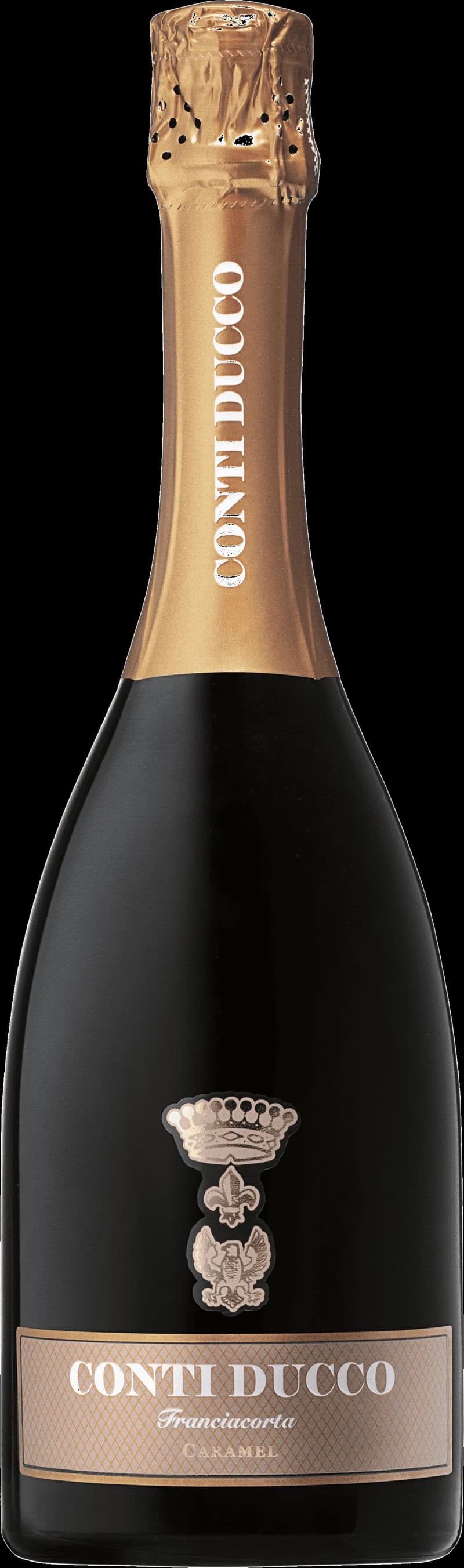 Flaska Conti Ducco mousserande vin mot ljus bakgrund