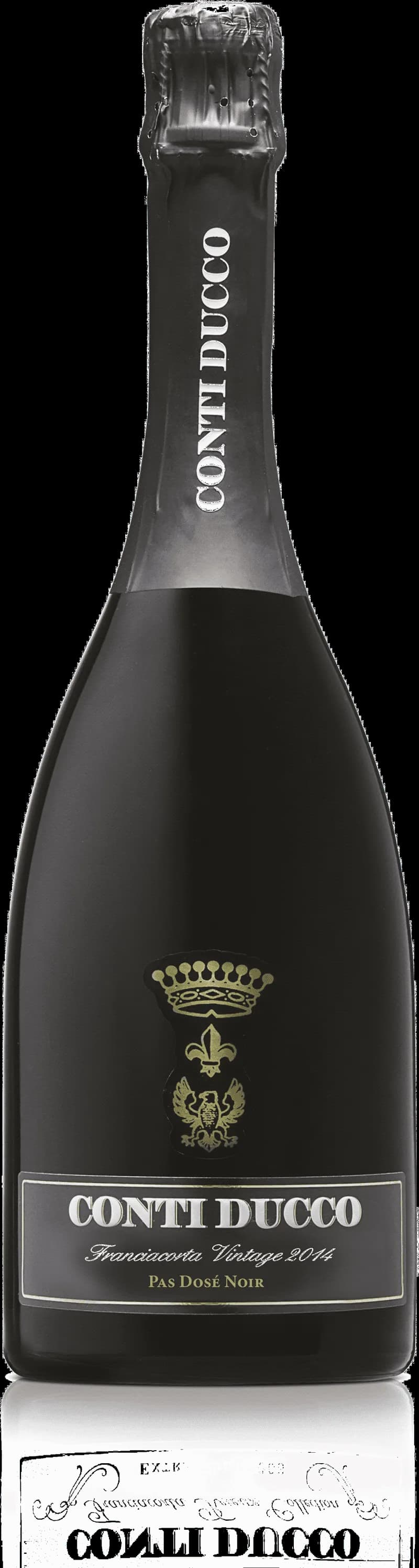 Flaska Conti Ducco mousserande vin mot ljus bakgrund
